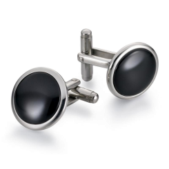 Manschettenknöpfe Discus Schwarzer Onyx 