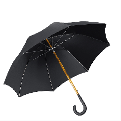 Herrenschirm Holzstock Akazie mit Elch-Leder-Griff 