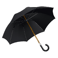 Herrenschirm Holzstock Akazie mit Silberhülse Kroko-Leder-Griff 